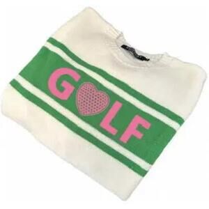 NWT Runway Athletics Golf Sweater Heart Pink Green Cream Small